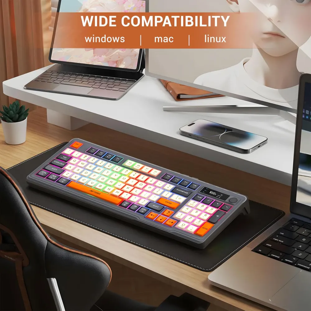 Ant Esports Wireless Gaming Keyboard Grey MK801V2 Pro Rainbow LED view 6
